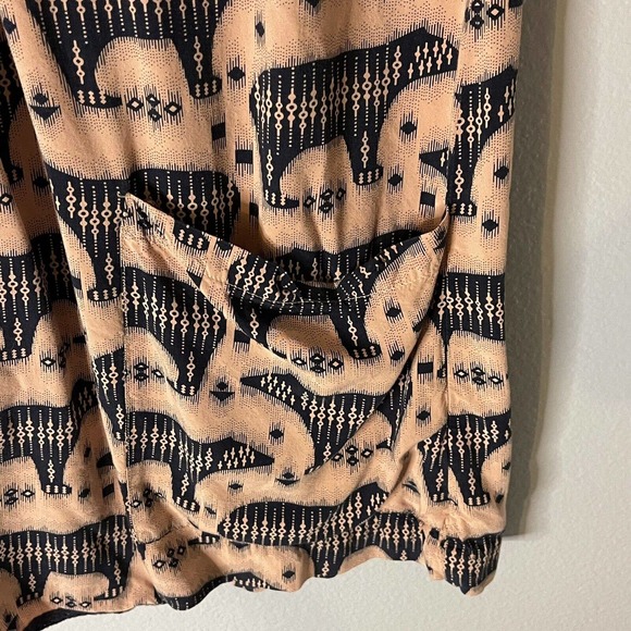 Anthropologie Maeve Zola Bear Print Shift Dress Pink & Black Animal Print Size 0 - Picture 4 of 12